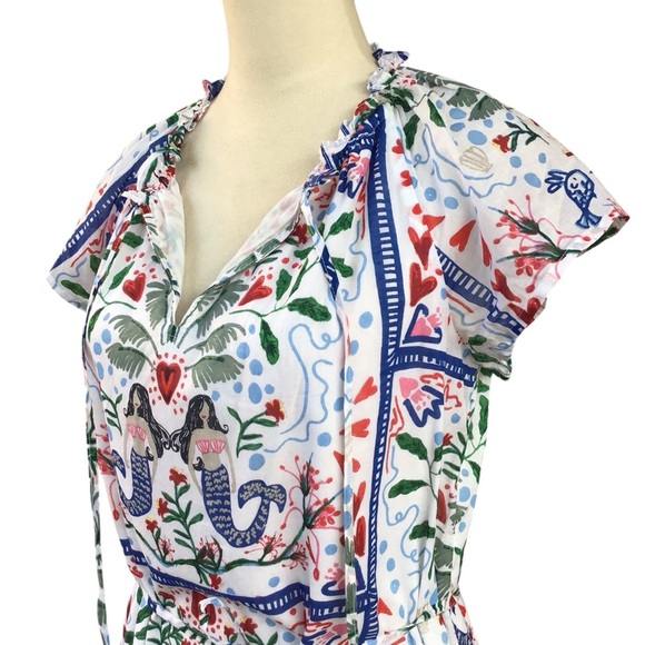 Loft Mermaid Garden Cotton Midi Dress Size Petite Small - Picture 6 of 9